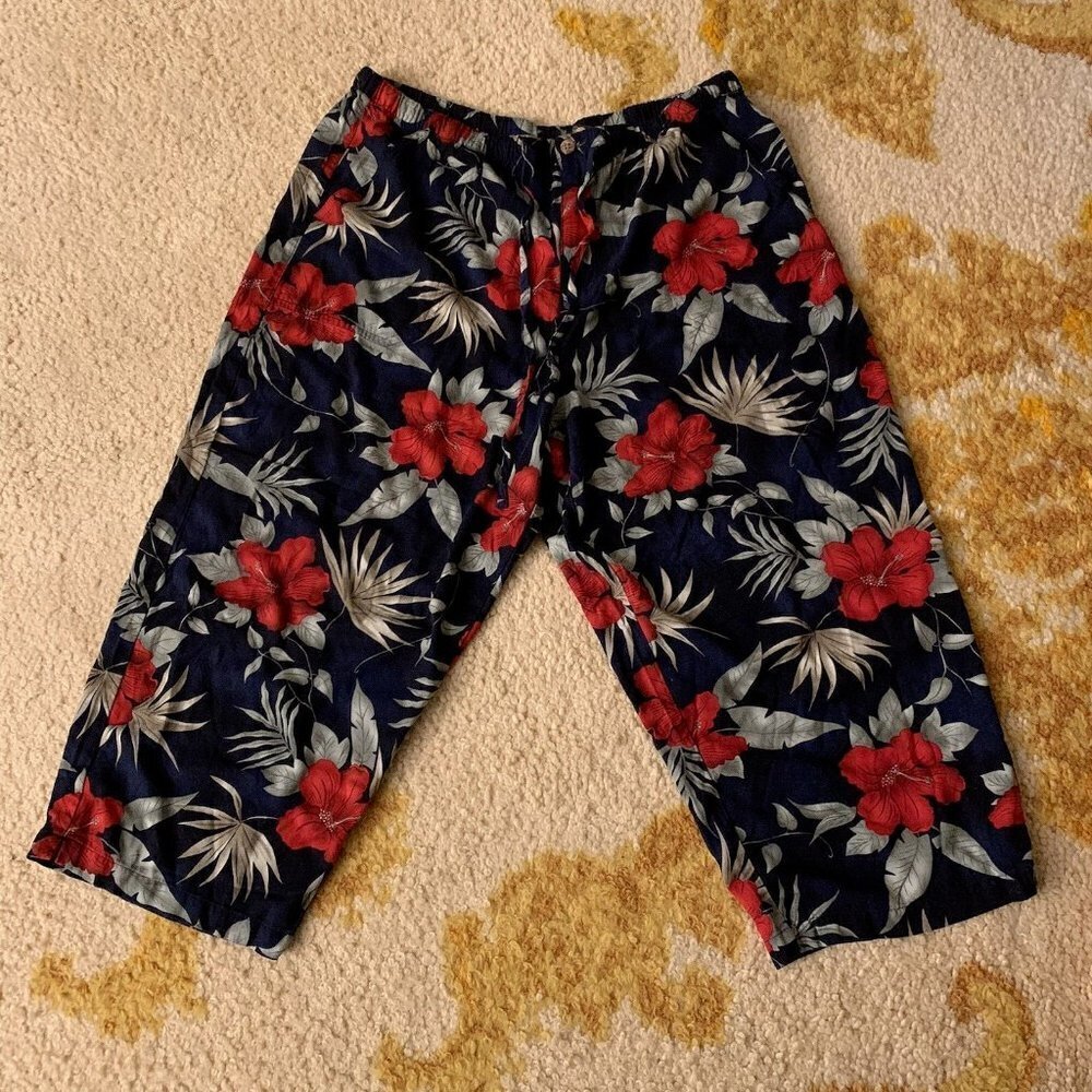 Ms. Lee. Size XL. Elastic Waist w Tie Rayon Zip Front Pants. B67